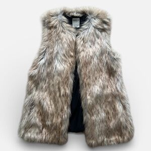 Zara Faux Fur Vest Brown Taupe Grey Small